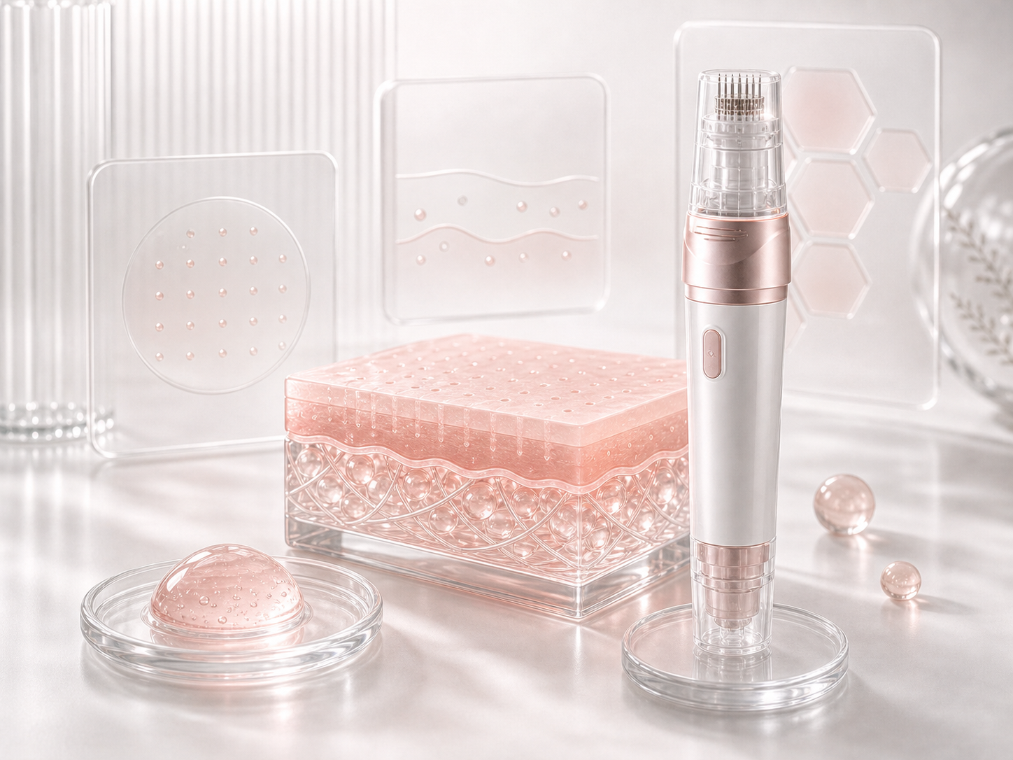 Glass-style abstract microneedling treatment artwork